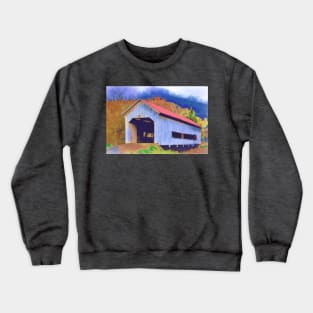 Covered Bridge With Red Roof Crewneck Sweatshirt